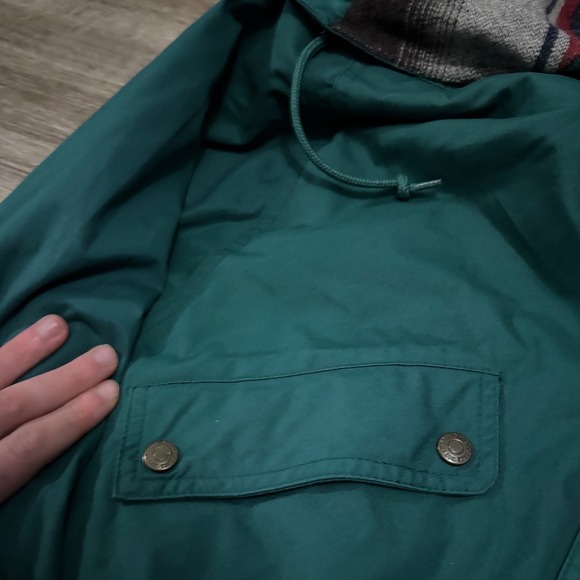 Vintage Eddie Bauer Mens Teal Hooded Lined Parka Jacket Size Large - Picture 5 of 8